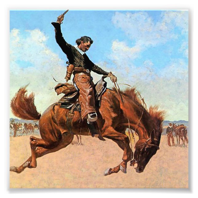 Impression Photo Frederic Remington Art Occidental "The Buck Jumper (Devant)