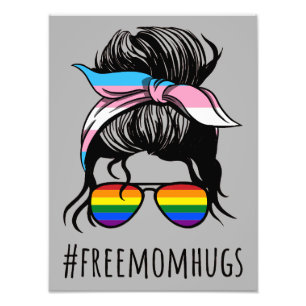 Impression Photo Free Mom Hugs IV - Arc-en-ciel Gay Trans messy bun