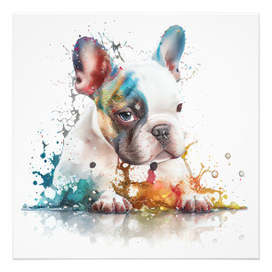 Impression Photo French Bulldog Chiot Français Aquarelle