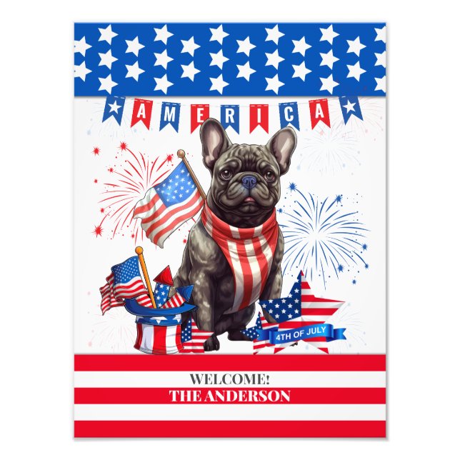 Impression Photo French Bulldog Happy 4 juillet Amérique patriotiqu (Devant)
