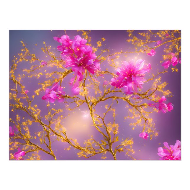 Impression Photo Fuchsia et Gold Florals (Devant)