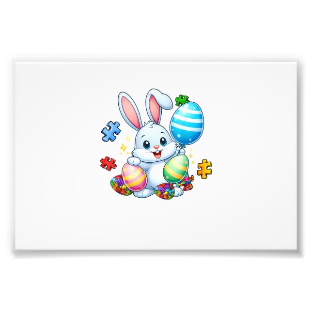 Impression Photo Funny Autism Awareness Puzzle Easter Bunny Eggs Ki (Devant)