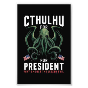 Impression Photo Funny Elections 2024 Cthulhu pour le président