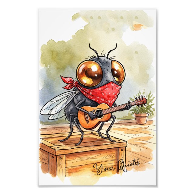 Impression Photo Funny Guitar Fly Art (Devant)