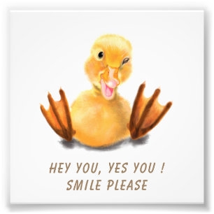 Impression Photo Funny Jaune Canard Jouer Wink Smile - Texte Person