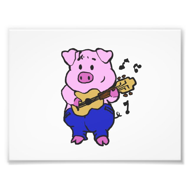 Impression Photo Funny Pig jouant de la guitare | choisir la couleu (Devant)