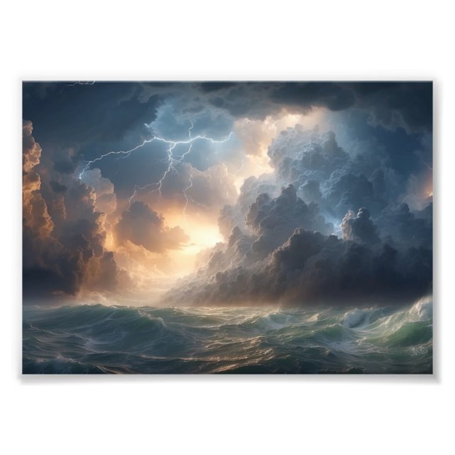 Impression Photo Furie électrique : Peinture de tempête océanique (Devant)