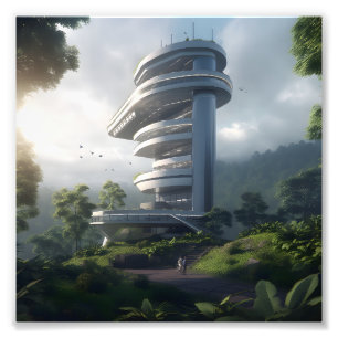 Impression Photo Futuristic skyscraper in the middle of the jungle