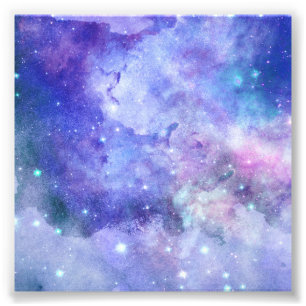 Impression Photo Galaxie Amoureux de l'Espace Ciel Étoilé Aquarelle