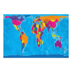 Impression Photo Gall Peters Projection Carte du monde