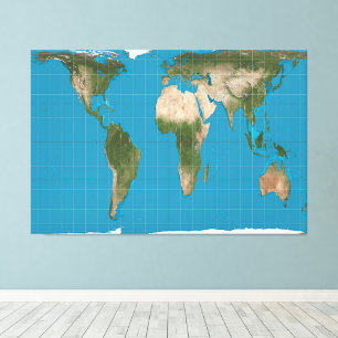 Impression Photo Gall Peters Projection World Map 60x40 pouces