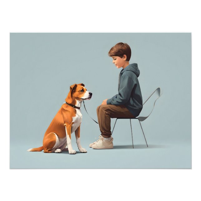 Impression Photo Garçon avec art chien (Devant)