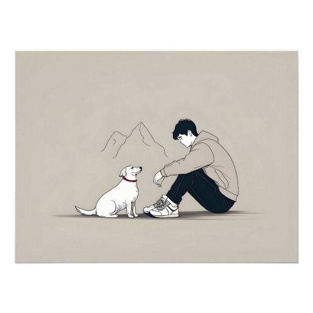 Impression Photo Garçon avec art chien (Devant)