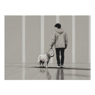 Impression Photo Garçon avec art chien