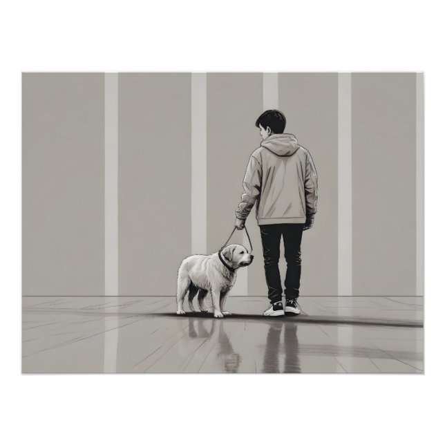 Impression Photo Garçon avec art chien (Devant)