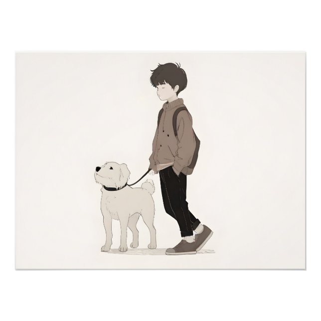 Impression Photo Garçon avec art chien (Devant)