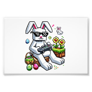 Impression Photo Garçons Joyeux Jour de Pâques Lapin Œuf Jeu Vidéo 