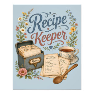 Impression Photo Garde-recettes Floral Vintage Cottagecore
