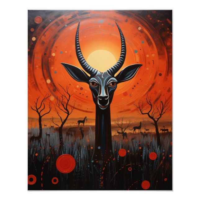 Impression Photo Gazelle - Deux soleils au coucher du soleil (Devant)