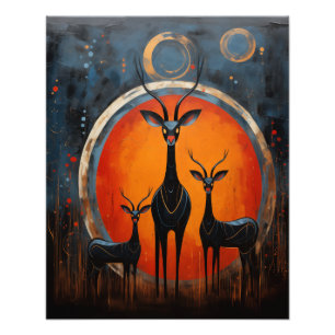Impression Photo Gazelle - Deux soleils au coucher du soleil