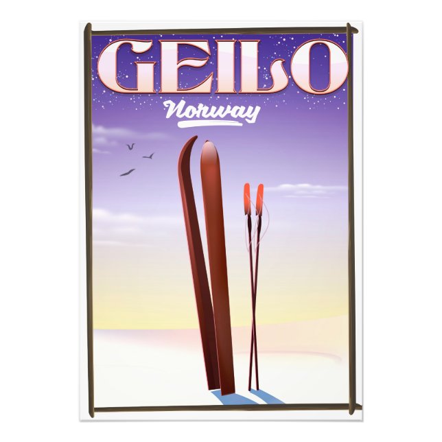 Impression Photo Geilo, Norvège affiche de voyage de ski (Devant)