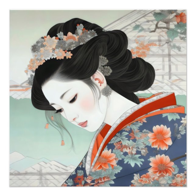 Impression Photo Geisha Colorful Ukiyo-e (Devant)