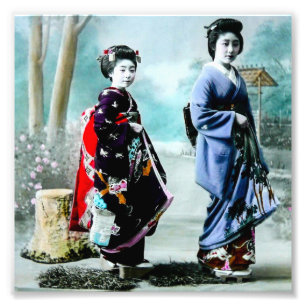 Impression Photo Geisha vintage et son 芸者舞妓 vieux Japon de 