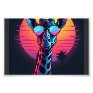 Impression Photo Girafe Cool En Lunettes De Soleil Sous Le Coucher
