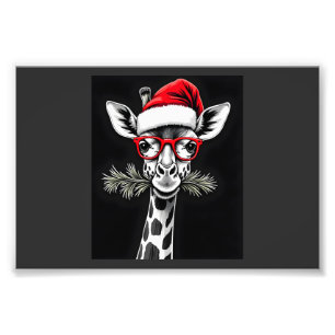 Impression Photo Girafe de Noël Chapeau de Père Noël Pyjama Cadeau