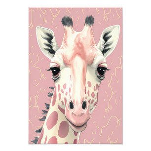 Impression Photo Giraffe rose mignonne
