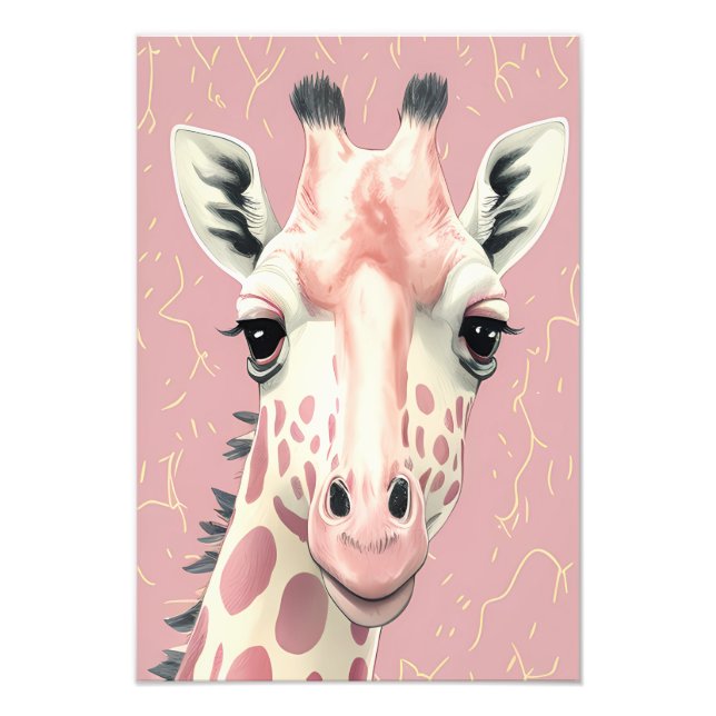Impression Photo Giraffe rose mignonne (Devant)
