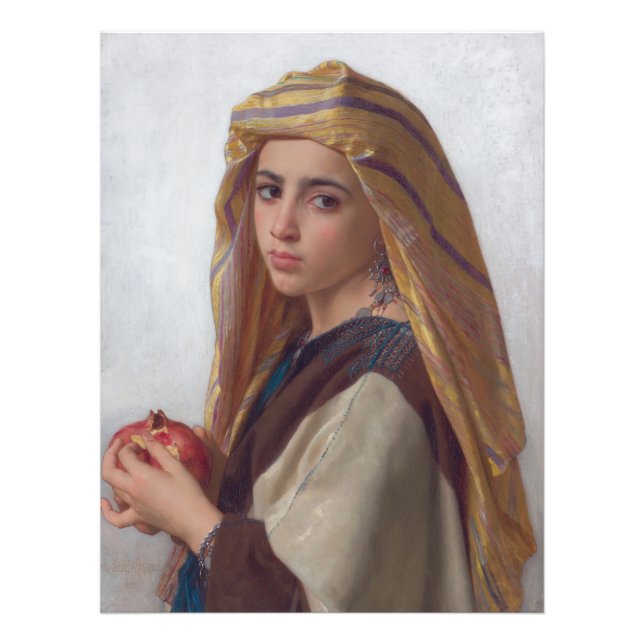 Impression Photo Girl With a Pomegranate par W.A. Bouguereau (Devant)