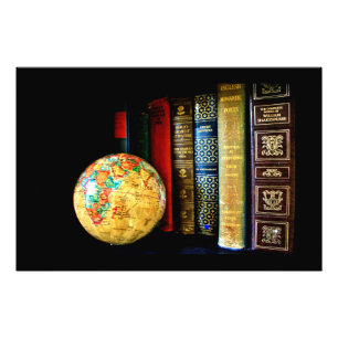 Impression Photo Globe vintage et livres