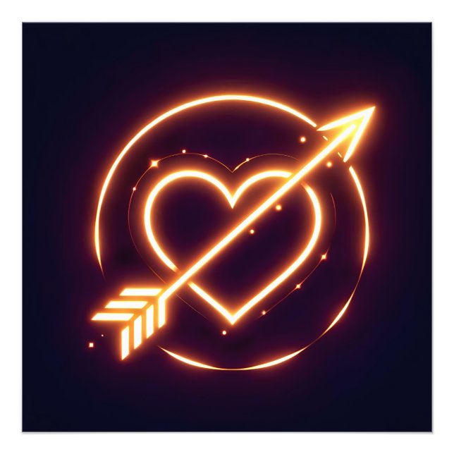 Impression Photo glowing image of a heart with cupid's arrow (Devant)