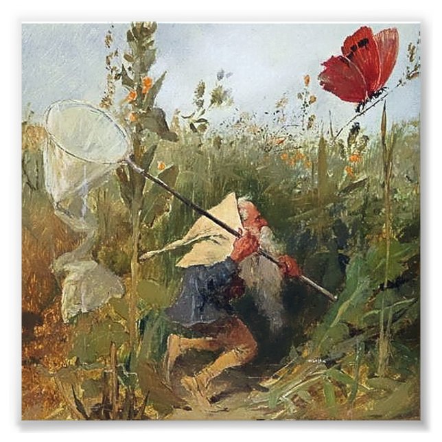 Impression Photo « Gnome Catching Butterflies » de Heinrich Schlitt (Devant)