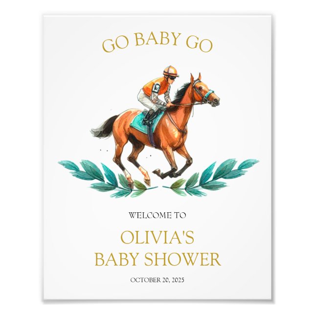 Impression Photo Go Baby Go, baby shower de cheval signe d'accueil (Devant)