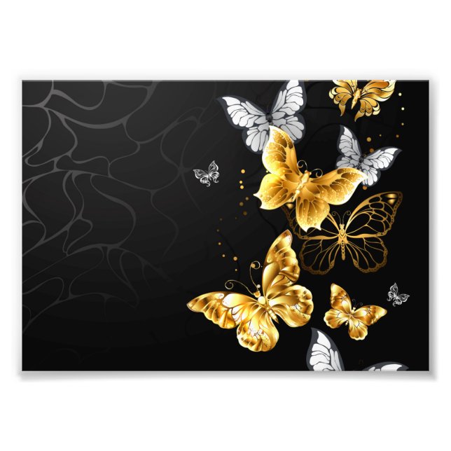 Impression Photo Gold and white butterflies (Devant)