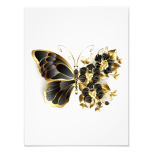 Impression Photo Gold flower Butterfly with Black Orchid