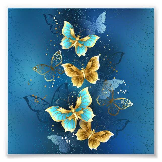 Impression Photo Golden butterflies (Devant)