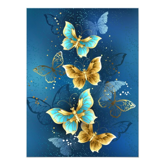 Impression Photo Golden butterflies (Devant)