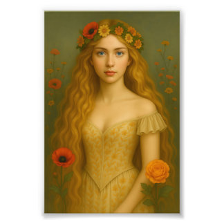 Impression Photo "Golden Haired Girl with Flower Crown - Elegant Ro