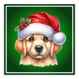 Impression Photo Golden Retriever Chien avec le Père Noël Style-825