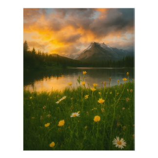 Impression Photo Golden Serenity: Mountain Lake