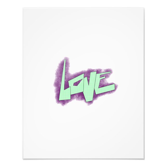 Impression Photo graffiti d'amour violet vert menthe typographie po (Devant)