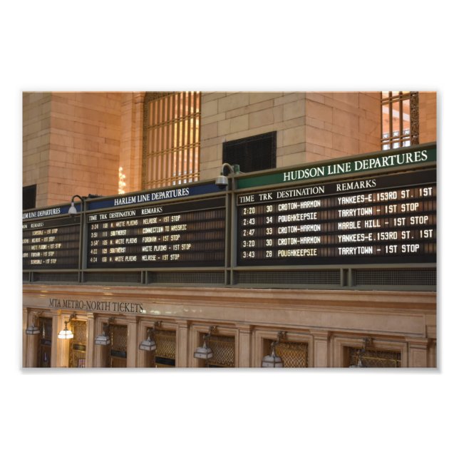 Impression Photo Grand Central Hudson Harlem Train Départs NYC (Devant)