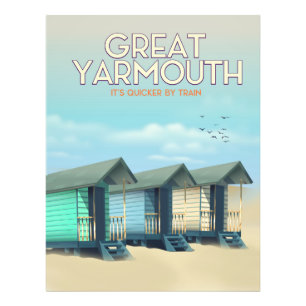 Impression Photo Grand Yarmouth Beach affiche de voyage de la hutte