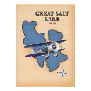 Impression Photo Grande carte de style vintage du lac Salé Utah