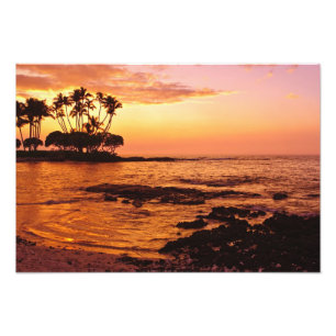 Impression Photo Grande Île, Hawaï. Coucher de soleil, Big Island H
