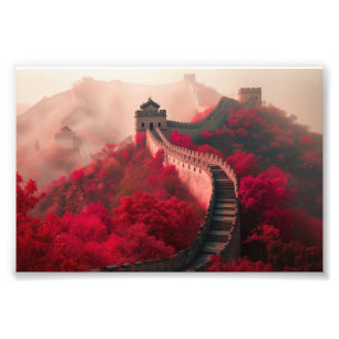 Impression Photo Grande Muraille de Chine en automne - Rouge Pittor