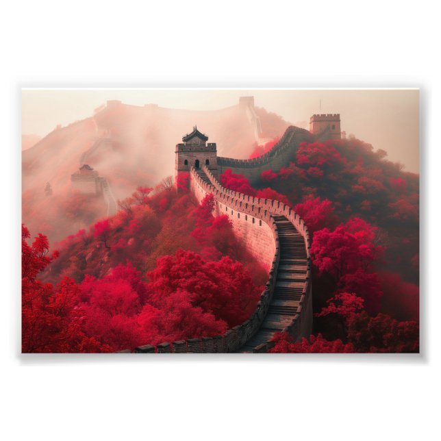 Impression Photo Grande Muraille de Chine en automne - Rouge Pittor (Devant)